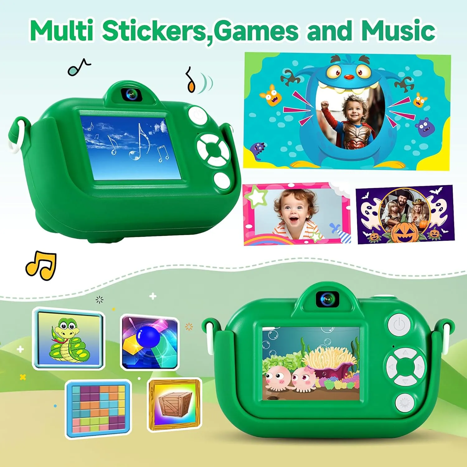 Kids Camera Boys Toys for 3 4 5 6 7 8 9 Years Old Boys, 48MP Dual Lens Kids Digital Camera Toddler Camera Christmas Birthday Gifts, 1080P HD Video Selfie Camera with 32G SD Card