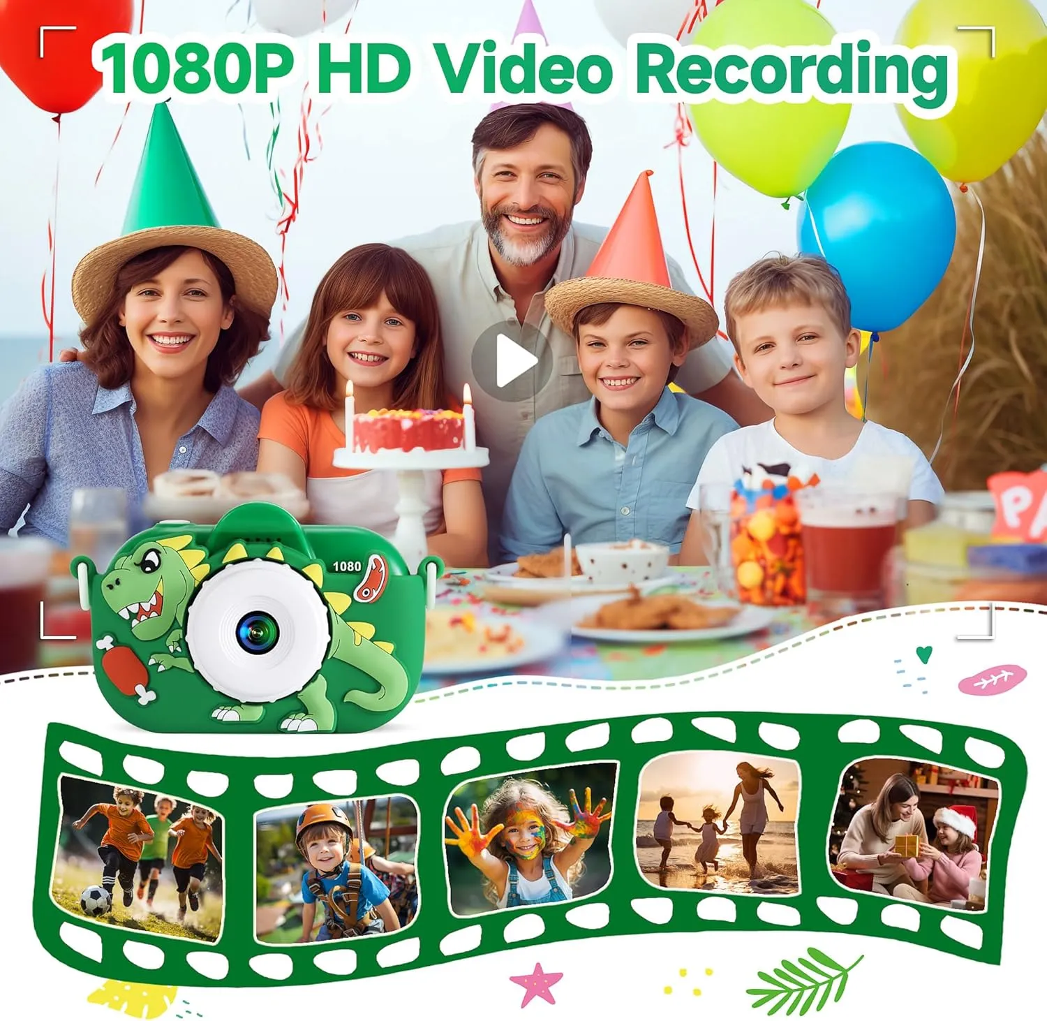 Kids Camera Boys Toys for 3 4 5 6 7 8 9 Years Old Boys, 48MP Dual Lens Kids Digital Camera Toddler Camera Christmas Birthday Gifts, 1080P HD Video Selfie Camera with 32G SD Card