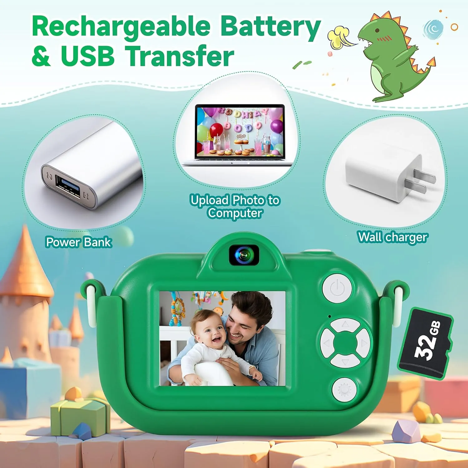 Kids Camera Boys Toys for 3 4 5 6 7 8 9 Years Old Boys, 48MP Dual Lens Kids Digital Camera Toddler Camera Christmas Birthday Gifts, 1080P HD Video Selfie Camera with 32G SD Card