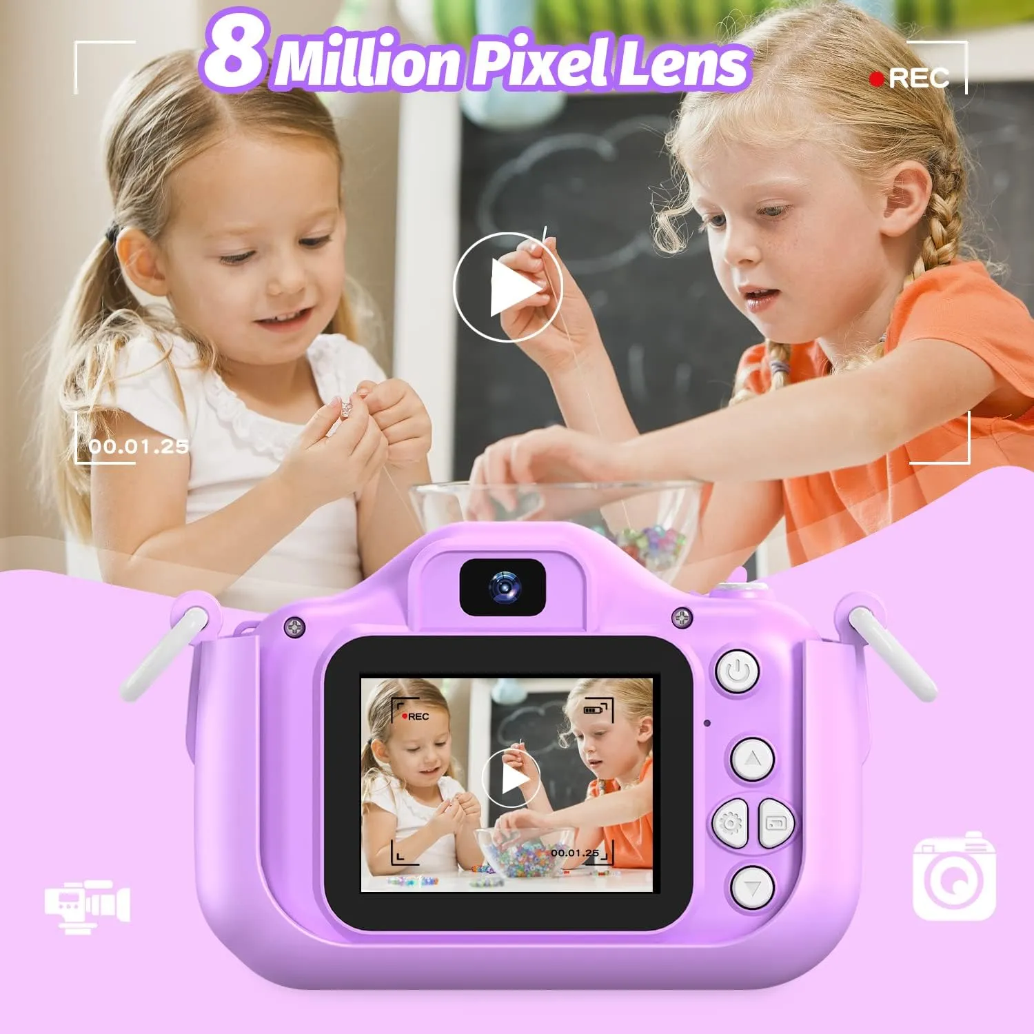Kids Camera for Girls, Selfie Camera 3-12 Years Old, Christmas & Birthday Gift, Little Girls Toys for 3-9 Years Old