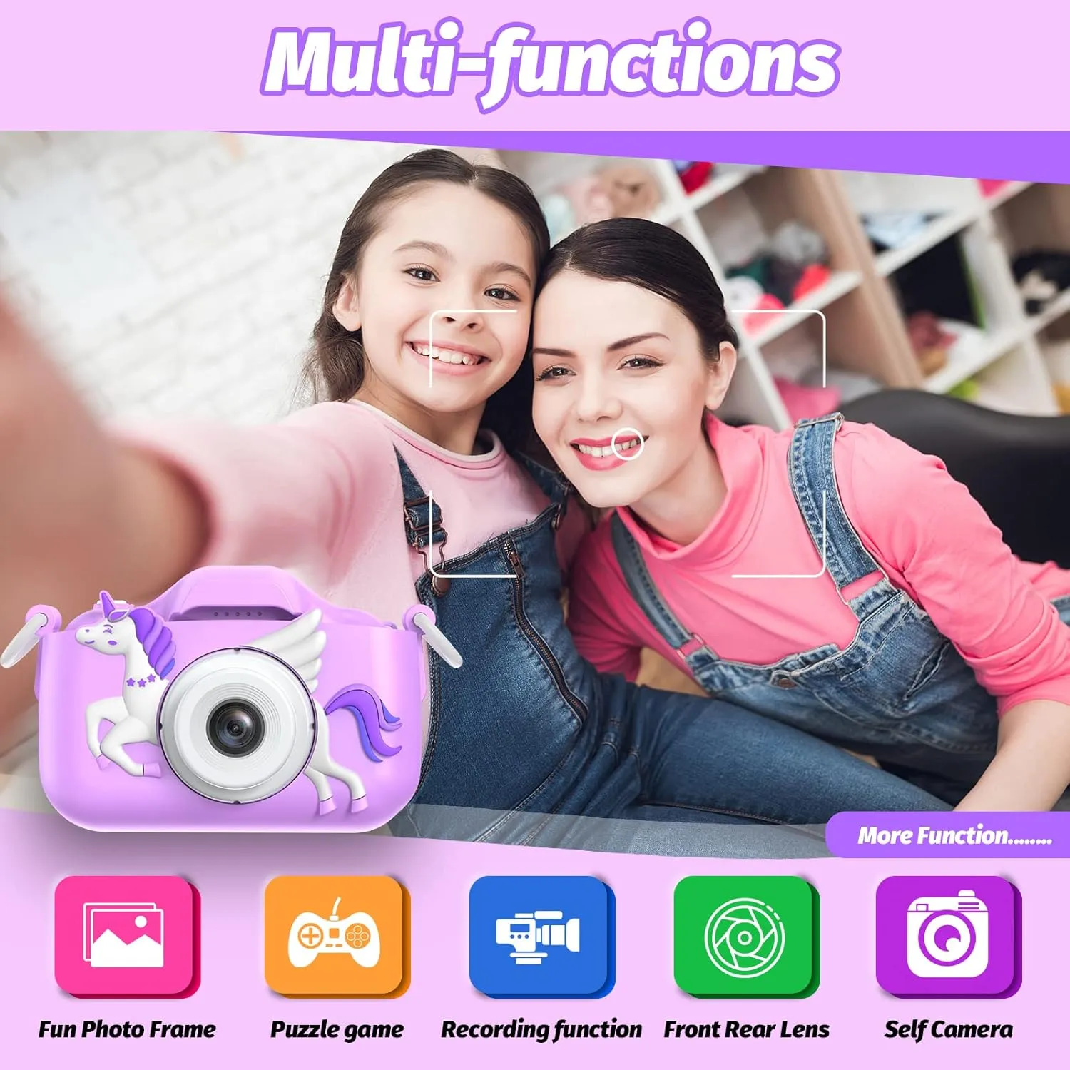 Kids Camera for Girls, Selfie Camera 3-12 Years Old, Christmas & Birthday Gift, Little Girls Toys for 3-9 Years Old