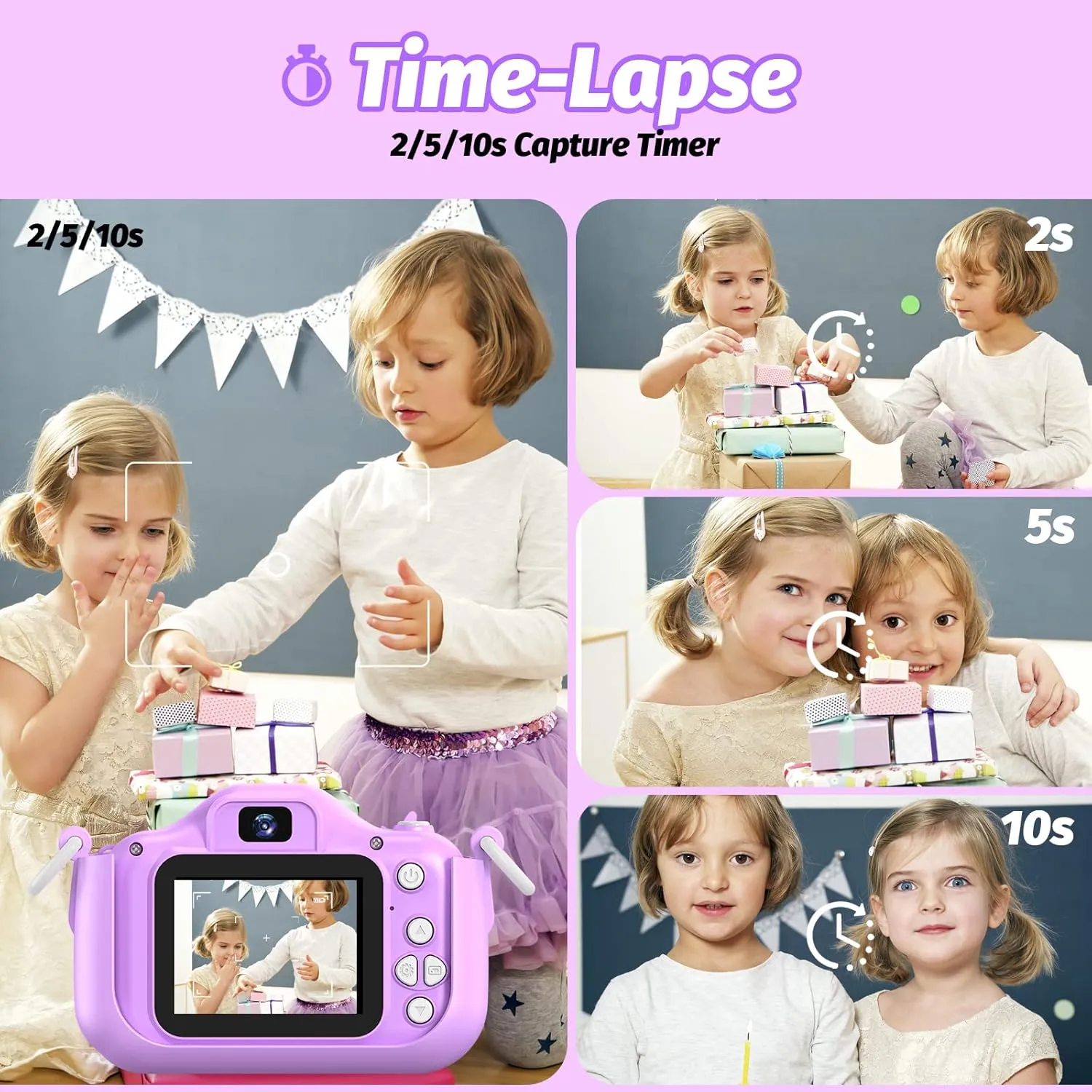 Kids Camera for Girls, Selfie Camera 3-12 Years Old, Christmas & Birthday Gift, Little Girls Toys for 3-9 Years Old