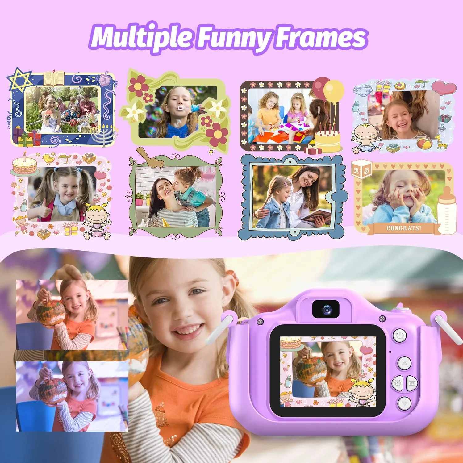 Kids Camera for Girls, Selfie Camera 3-12 Years Old, Christmas & Birthday Gift, Little Girls Toys for 3-9 Years Old