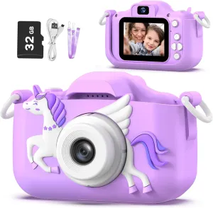 Kids Camera for Girls, Selfie Camera 3-12 Years Old, Christmas & Birthday Gift, Little Girls Toys for 3-9 Years Old