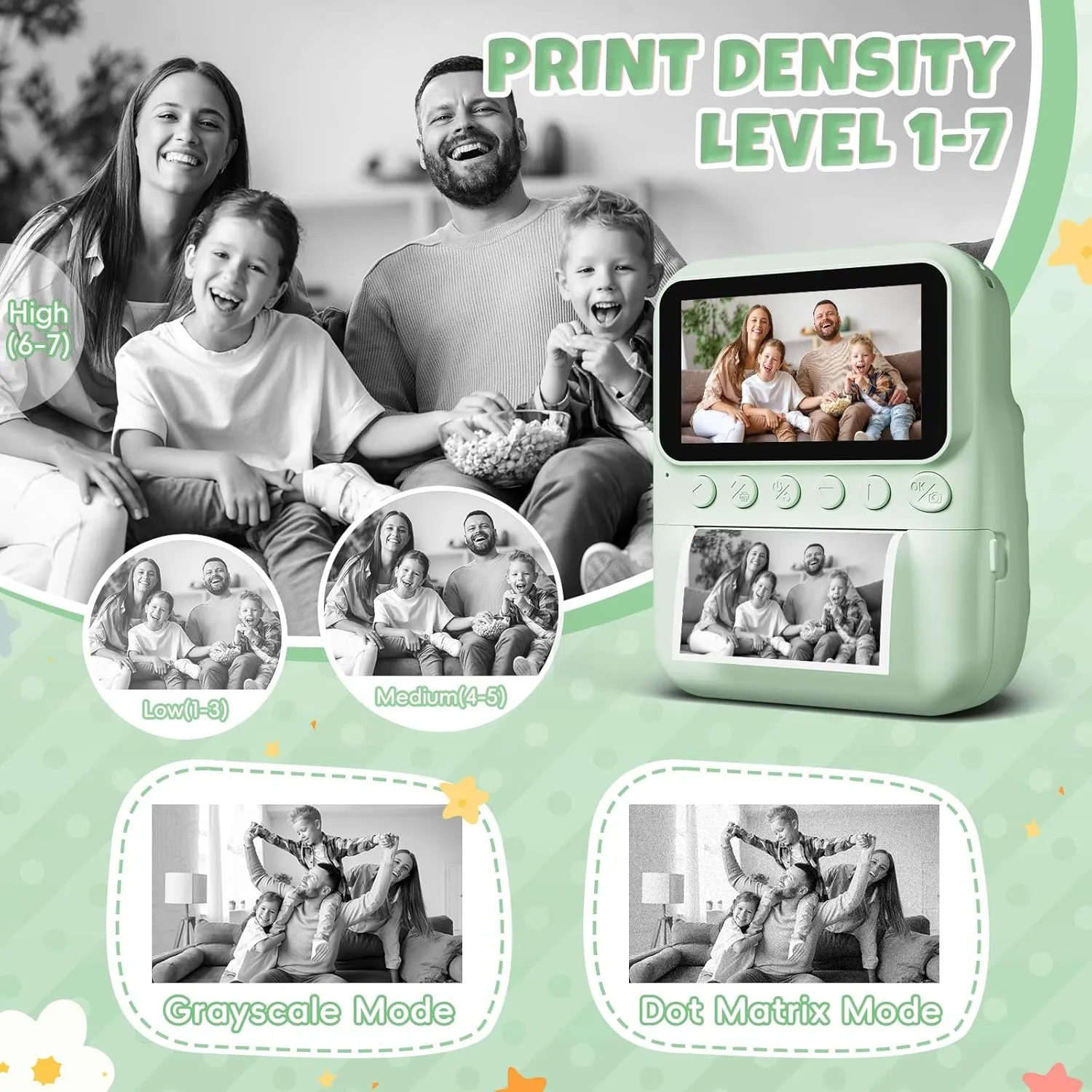 Kids Camera Instant Print, 3.0'' Screen 48MP Photo Instant Camera for Kids with 32GB Card, 1080P HD Digital Child Printable Camera, Gift for 3-12 Year Old Girls Boys (Green)
