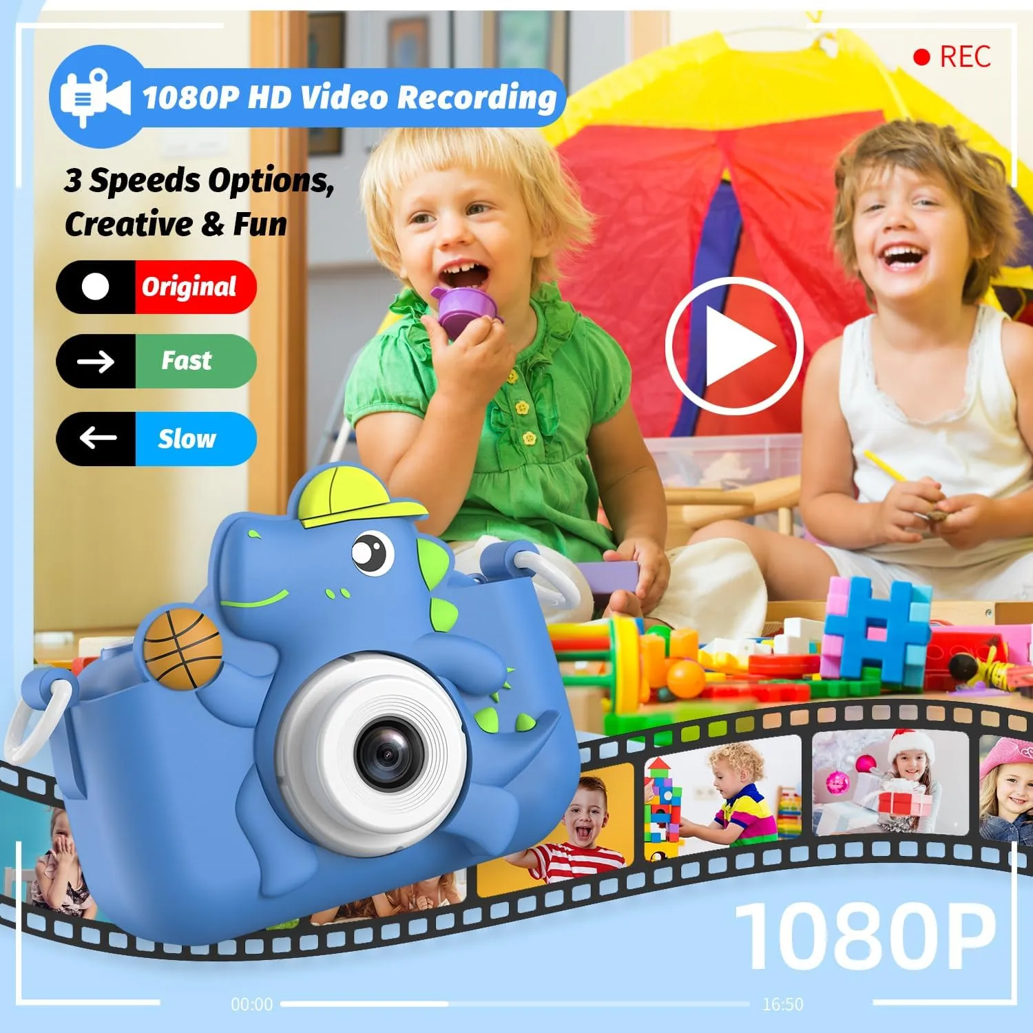 Kids Camera Toy, masterbee Children Age 3-12, Christmas/Birthday Gifts for Girls, 1080P HD Video, Gift for 3 4 5 6 7 8 9 10 11 12 Year Old Girl Blue