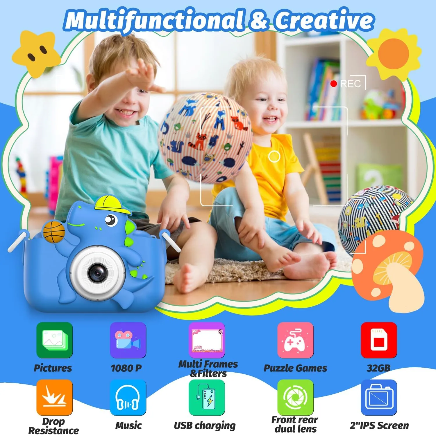 Kids Camera Toy, masterbee Children Age 3-12, Christmas/Birthday Gifts for Girls, 1080P HD Video, Gift for 3 4 5 6 7 8 9 10 11 12 Year Old Girl Blue