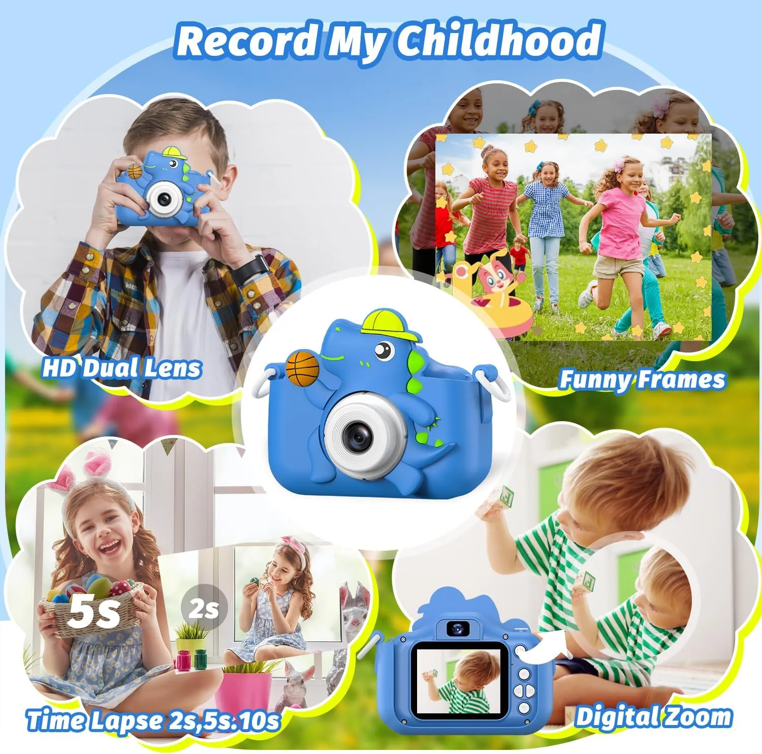 Kids Camera Toy, masterbee Children Age 3-12, Christmas/Birthday Gifts for Girls, 1080P HD Video, Gift for 3 4 5 6 7 8 9 10 11 12 Year Old Girl Blue