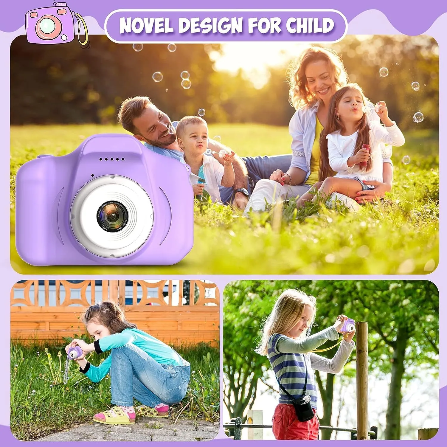 Kids Camera,Christmas Birthday Gifts for Girls Age 3-9, HD Digital Video Cameras for Toddler Portable Toys for 3 4 5 6 7 8 Year Old Girl 32GB