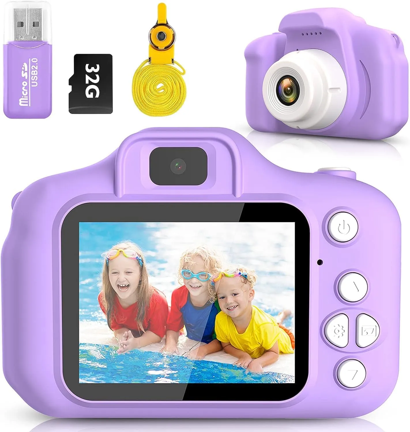 Kids Camera,Christmas Birthday Gifts for Girls Age 3-9, HD Digital Video Cameras for Toddler Portable Toys for 3 4 5 6 7 8 Year Old Girl 32GB
