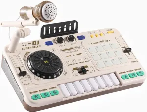 Kids DJ Mixer,Baby Musical DJ Set for Kids with 3 Scratching Sound Effect,12 Demo Song,12 Sound and Melody,DJ Turntable with Record,USB DJ Party Mixer Musical Toy with Light