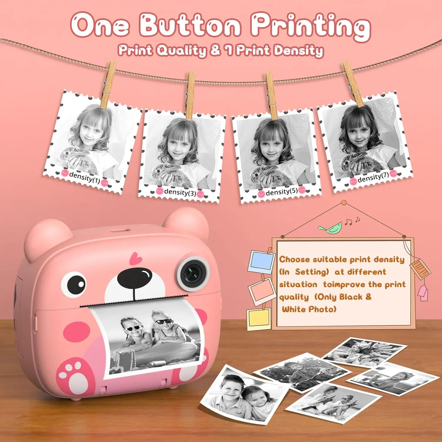 Kids Instant Camera for 3-12 Years Old Kids Toddlers Childrens Boys Girls Birthday Gifts 2.4 Inch Screen 12MP / 1080P HD Video Camera Baby Instant Print Digital Camera