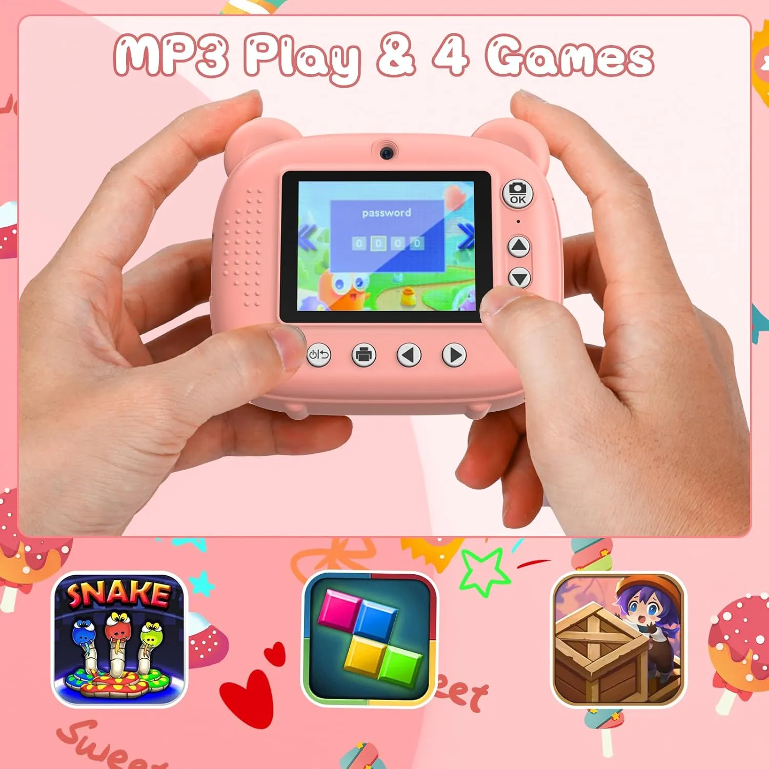 Kids Instant Camera for 3-12 Years Old Kids Toddlers Childrens Boys Girls Birthday Gifts 2.4 Inch Screen 12MP / 1080P HD Video Camera Baby Instant Print Digital Camera