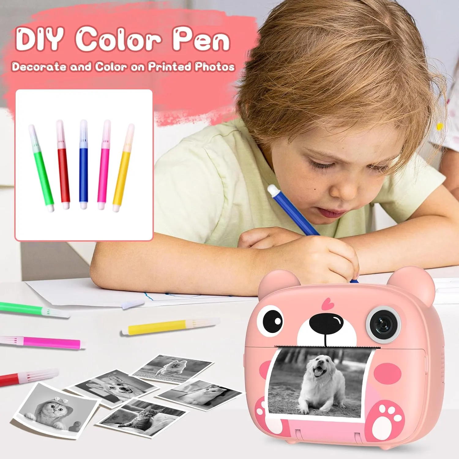 Kids Instant Camera for 3-12 Years Old Kids Toddlers Childrens Boys Girls Birthday Gifts 2.4 Inch Screen 12MP / 1080P HD Video Camera Baby Instant Print Digital Camera