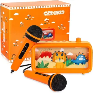 Kids Karaoke Machine for Boys Girls Bluetooth Toddler kareoke Speaker Toy with 2 Microphones for Singing Portable Children Music Machine Gift for Festival Birthday