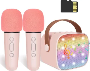 Kids Karaoke Machine, Portable Bluetooth Speaker with Wireless Microphone, Christmas Kids Toys Gifts for Girls 4, 5, 6, 7, 8, 9, 10  Year Old