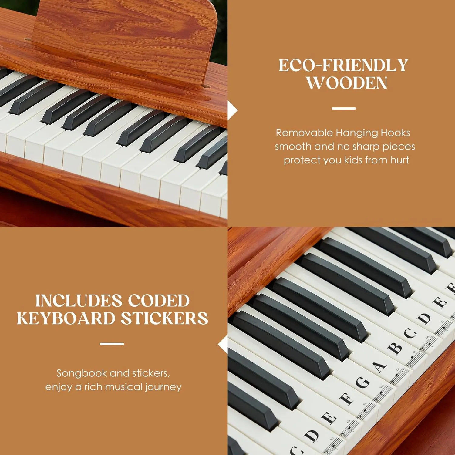 Kids Piano Keyboard, 37 Keys Digital Piano for children, Toddler Music Educational Instrument Toy Wood Piano for 3  Girls and Boys