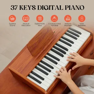 Kids Piano Keyboard, 37 Keys Digital Piano for children, Toddler Music Educational Instrument Toy Wood Piano for 3  Girls and Boys