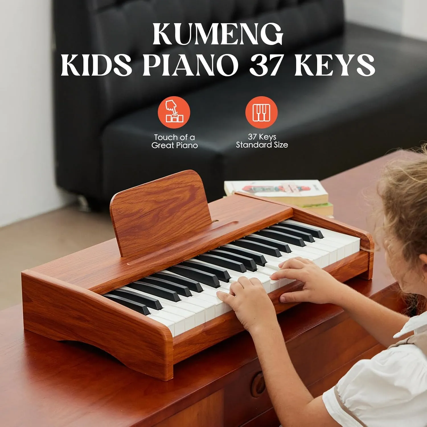Kids Piano Keyboard, 37 Keys Digital Piano for children, Toddler Music Educational Instrument Toy Wood Piano for 3  Girls and Boys