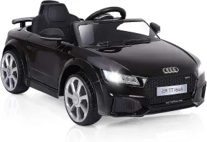 Kids Ride on Car, 12V Kids Licensed Ride On Car, 4-Wheel Battery Power Electric Vehicle w/ 2.4G Parental Remote Control, MP3, LED Lights, Horn, Openable Doors, High/Low Speeds (Black)
