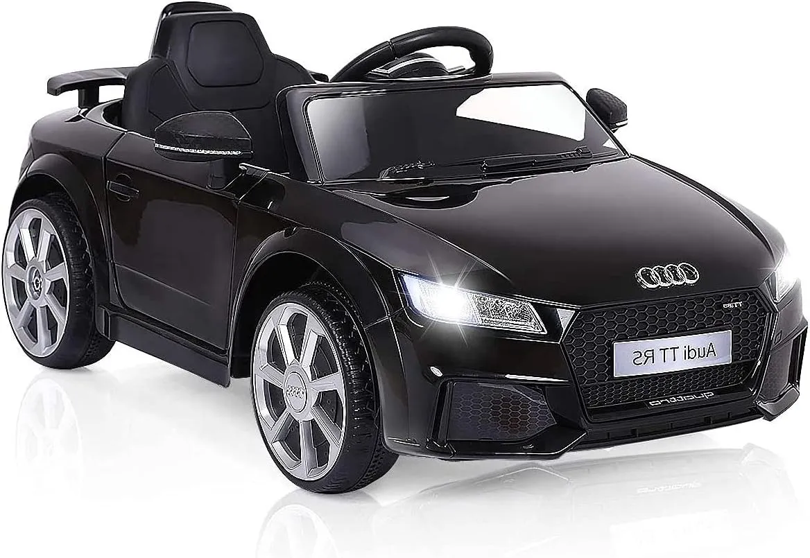 Kids Ride on Car, 12V Kids Licensed Ride On Car, 4-Wheel Battery Power Electric Vehicle w/ 2.4G Parental Remote Control, MP3, LED Lights, Horn, Openable Doors, High/Low Speeds (Black)