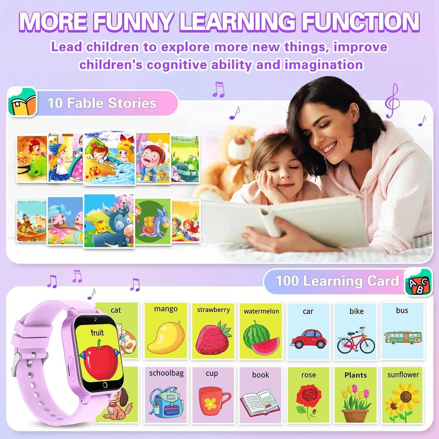 Kids Smart Watch with HD Touchscreen, 26 Games, Camera, Video, Music Player, Pedometer - Educational Gift for Girls Ages 6-12