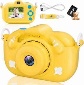 Kids Camera Toys for Boys and Girls,Kids Digital Camera with Dual Camera and 32GB SD Card，Toddler Camera for 3 4 5 6 7 8 Year Old, Christmas Birthday Present for Kids Boys and Girls