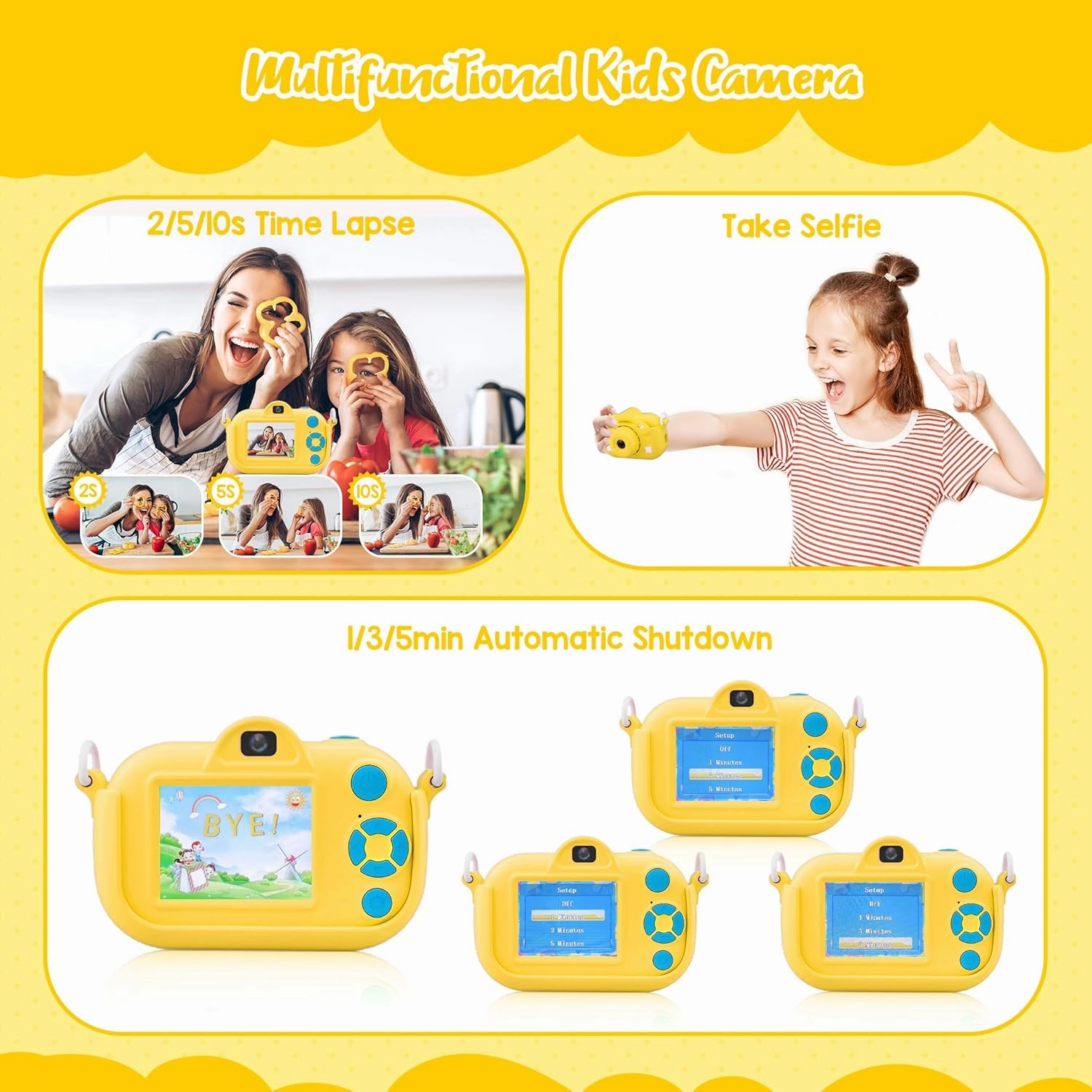 Kids Camera Toys for Boys and Girls,Kids Digital Camera with Dual Camera and 32GB SD Card，Toddler Camera for 3 4 5 6 7 8 Year Old, Christmas Birthday Present for Kids Boys and Girls