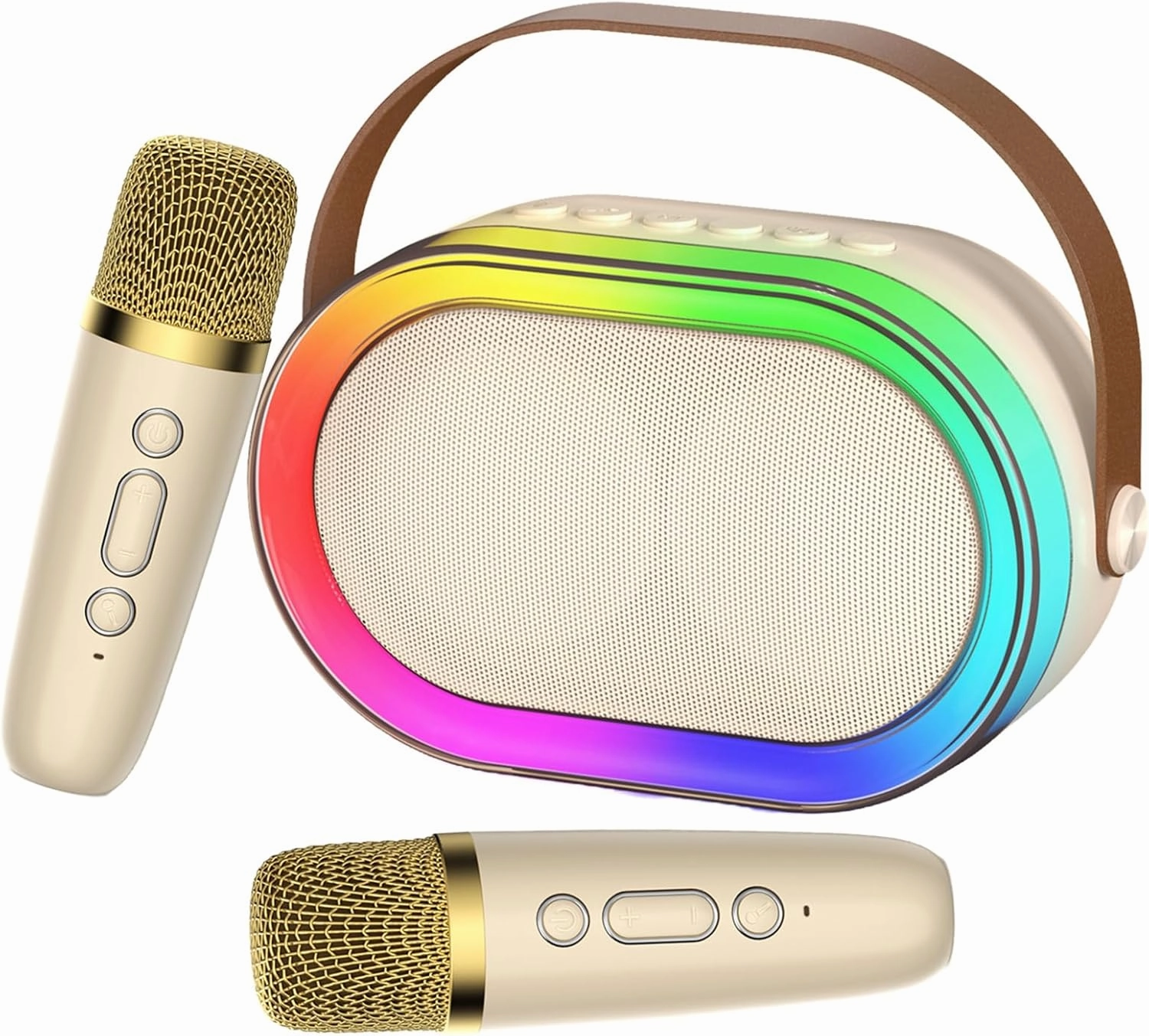 Kids Karaoke Machine, Mini Karaoke Machine with 2 Wireless Microphones & LED Lights for Home Parties, Music Toys for Girls Boys 4-12  Years Old Christmas Easter Birthday Gifts