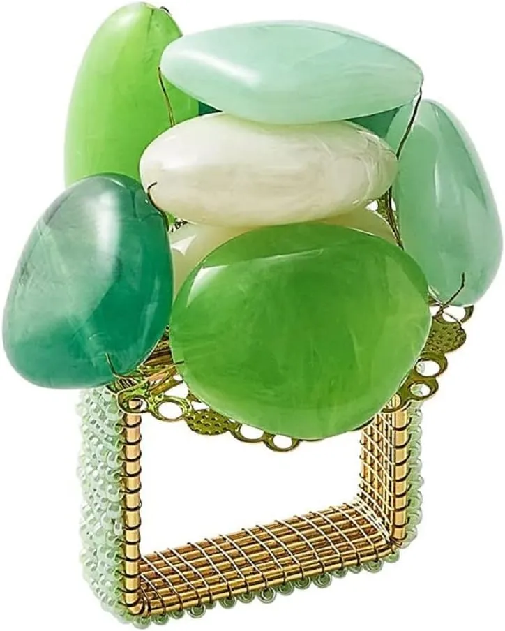 Kim Seybert Sea Stone Napkin Rings in Green, Set of 4