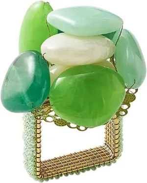Kim Seybert Sea Stone Napkin Rings in Green, Set of 4