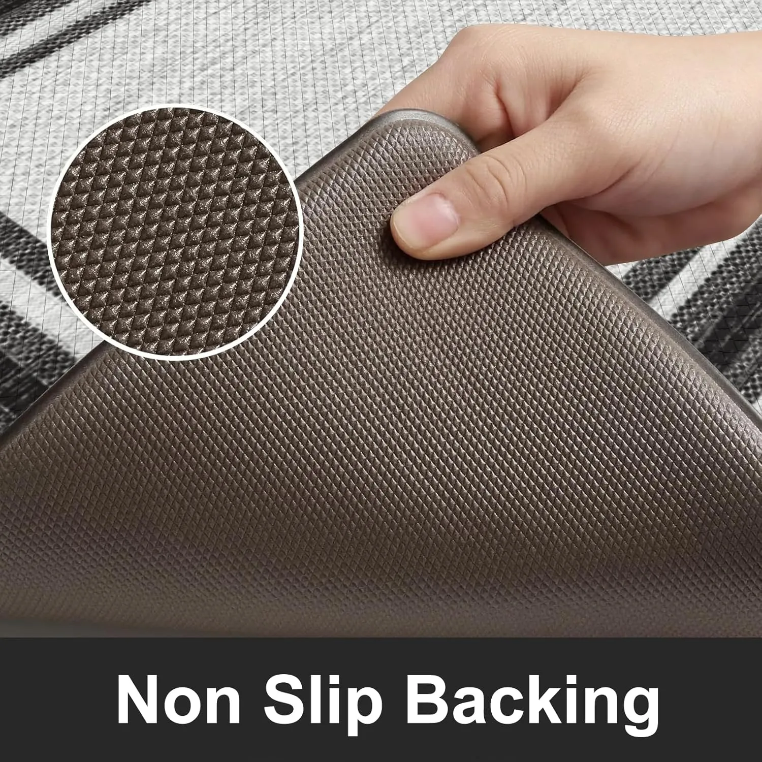 KIMODE Anti Fatigue Kitchen Mat 2PCS,Kitchen Rugs Non Slip Rubber Backing,Waterproof Farmhouse Kitchen Mat for Floor,Cushioned Standing Mat for Office,Laundry,Sink,Desk,Black and Grey