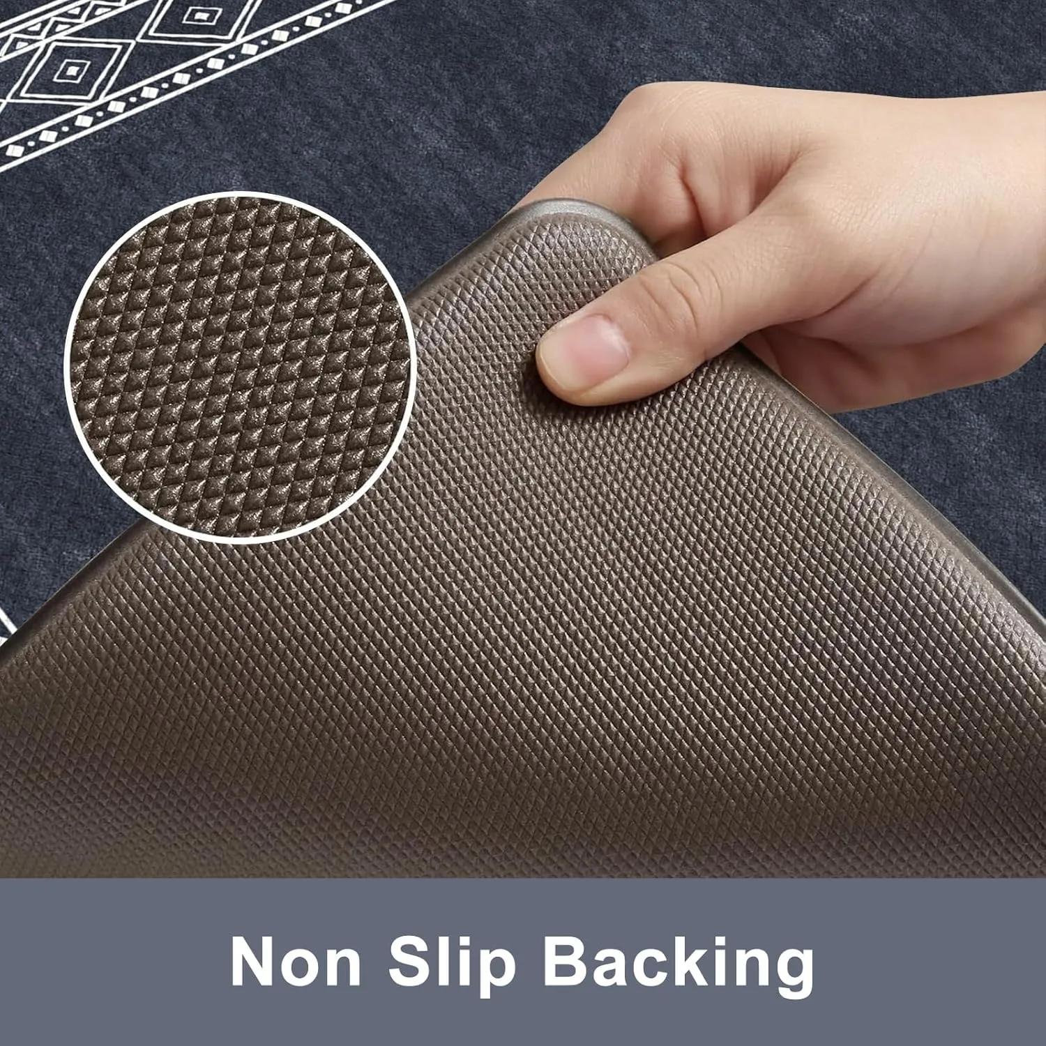 KIMODE Anti Fatigue Kitchen Mats for Floor 17"x47" 17"x29", Cushioned Farmhouse Kitchen Rugs, Non Slip Waterproof Kitchen Floor Mats, Comfort Standing Mats for Laundry Office Sink Desk Dark Blue