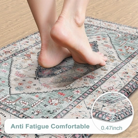 KIMODE Farmhouse Kitchen Mats,Anti Fatigue Kitchen Rugs Sets of 2, Non Slip Waterproof Kitchen Floor Mats, Ergonomic Cushioned Comfort Standing Mat for Laundry, Office, Sink,Desk,Blue