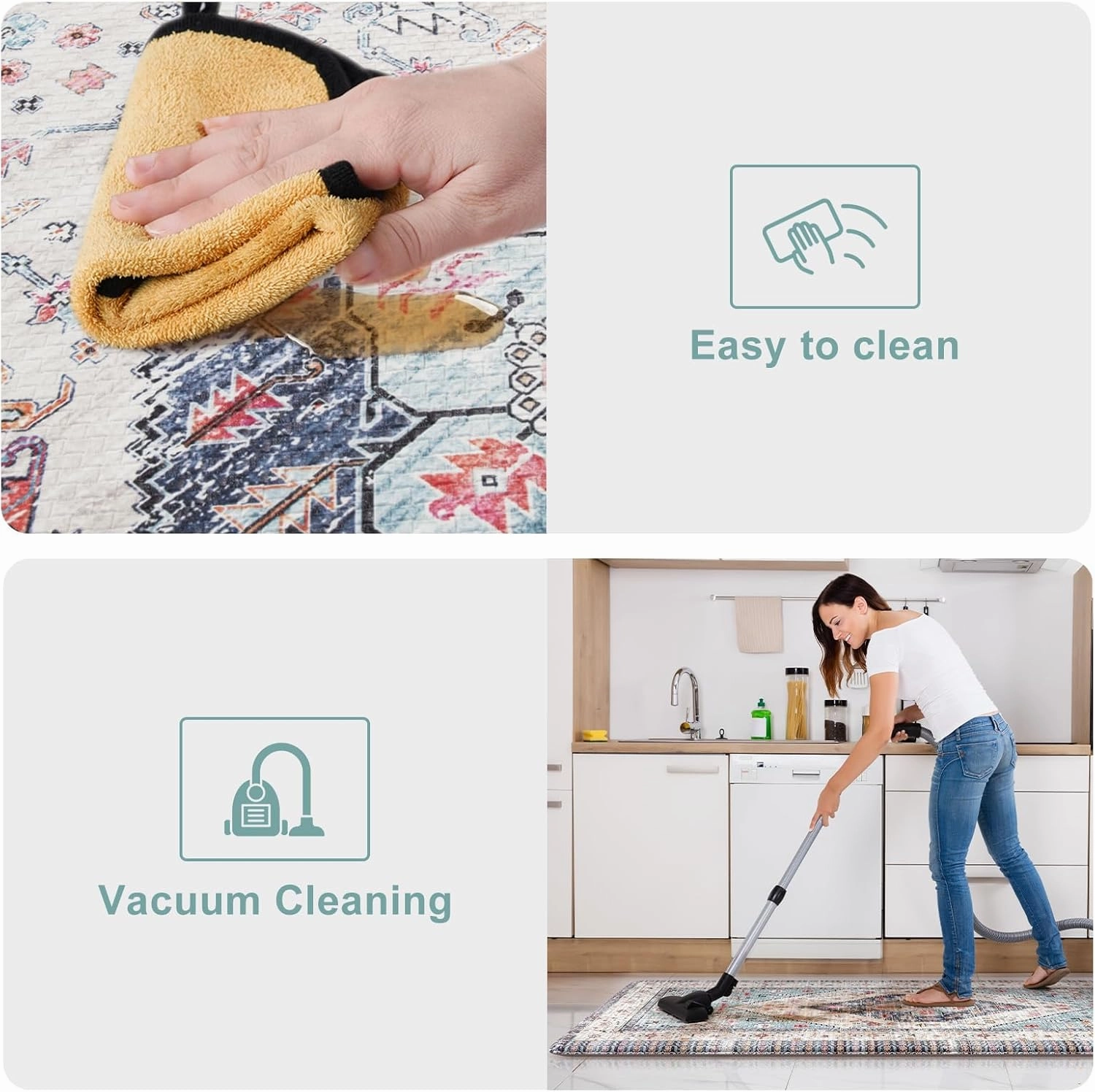 KIMODE Farmhouse Kitchen Mats,Anti Fatigue Kitchen Rugs Sets of 2, Non Slip Waterproof Kitchen Floor Mats, Ergonomic Cushioned Comfort Standing Mat for Laundry, Office, Sink,Desk,Blue