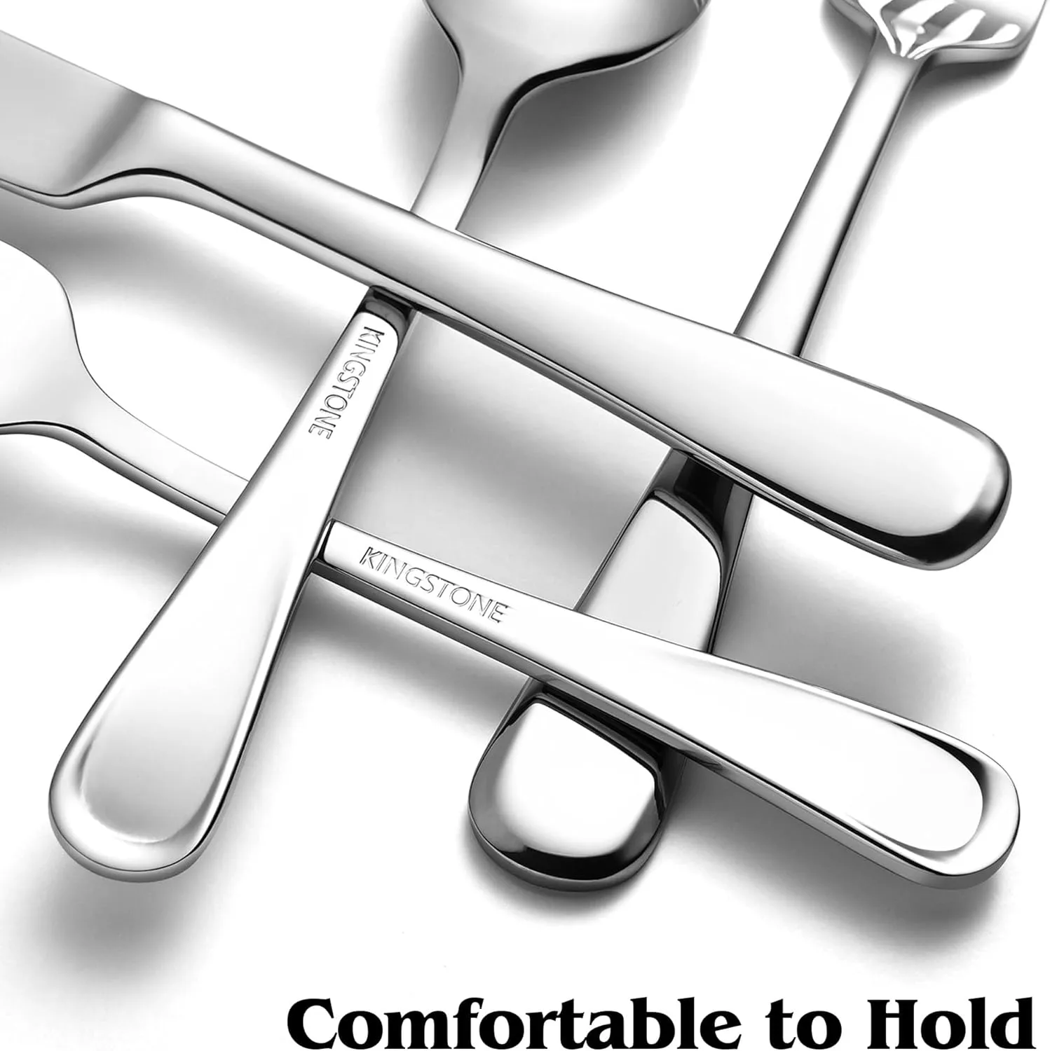 KINGSTONE 20 Pieces Silverware Set for 4, Premium Stainless Steel Flatware Set, Heavy Duty and Modern Design Cutlery Set, Mirror Polished, Dishwasher Safe
