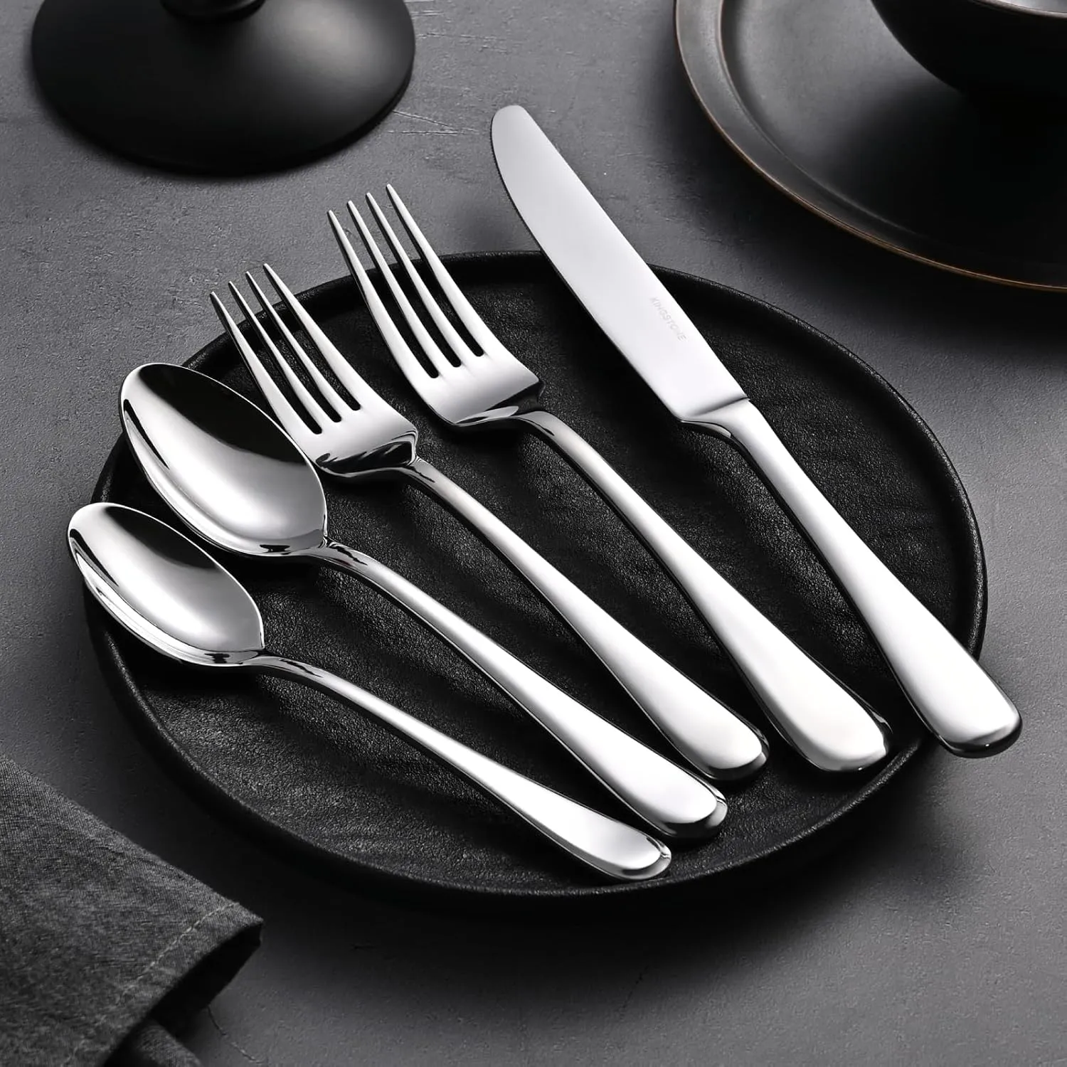 KINGSTONE 20 Pieces Silverware Set for 4, Premium Stainless Steel Flatware Set, Heavy Duty and Modern Design Cutlery Set, Mirror Polished, Dishwasher Safe