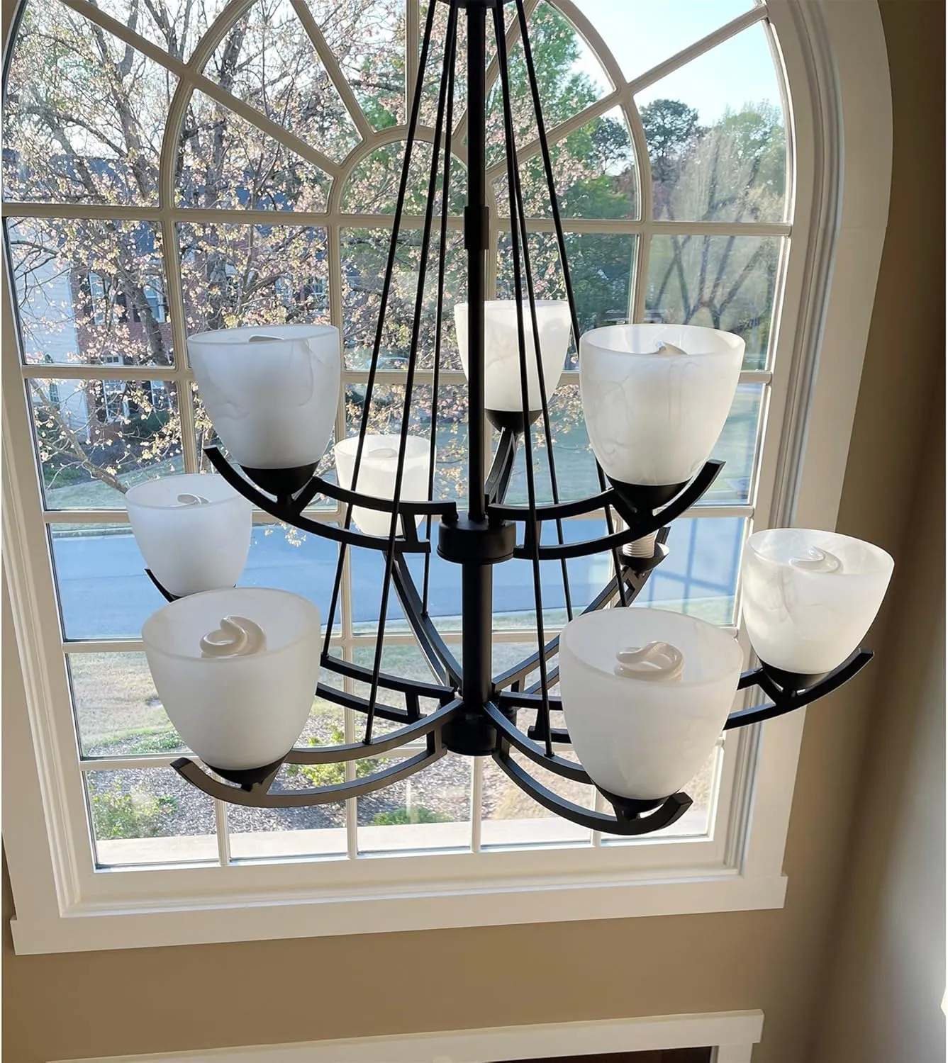 Kira Home Weston 5" Glass Shades, Alabaster Replacement Glass, 1-5/8" Fitter Opening for Threaded Medium Base Socket, 5" x 5", 3-Pack