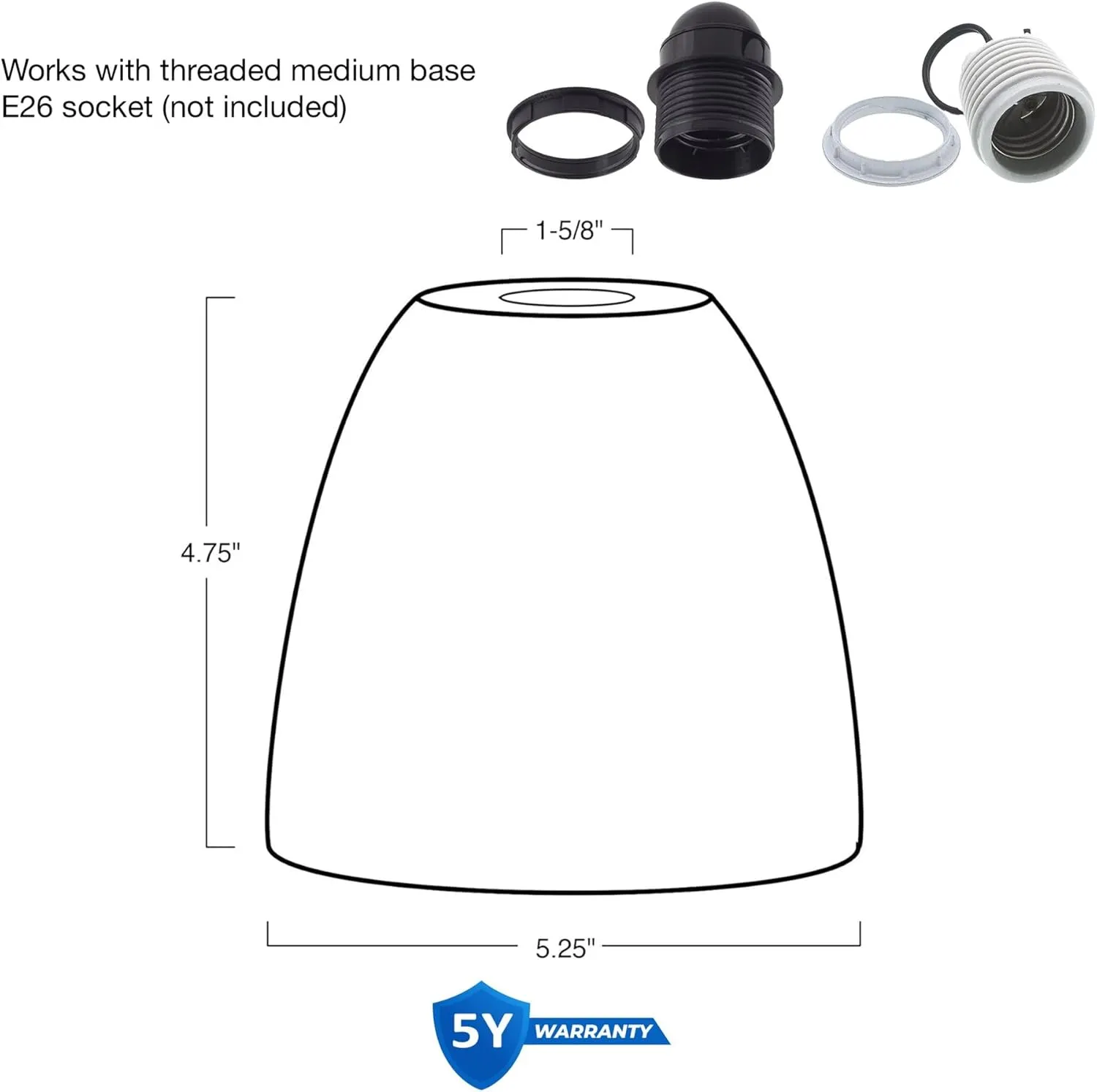 Kira Home Weston 5" Glass Shades, Alabaster Replacement Glass, 1-5/8" Fitter Opening for Threaded Medium Base Socket, 5" x 5", 3-Pack