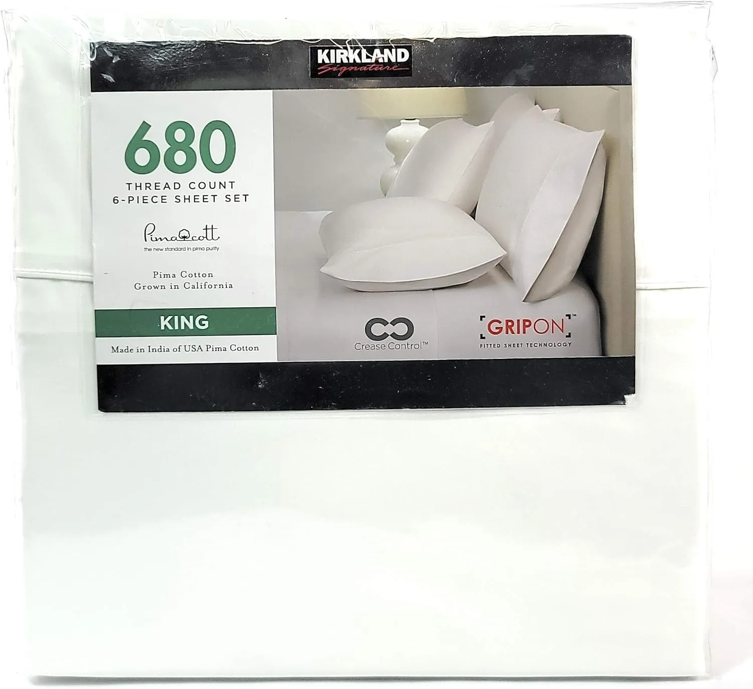 Kirkland Signature King Bright White 680 Thread Count Sheet Set 6 Piece Deep Pockets