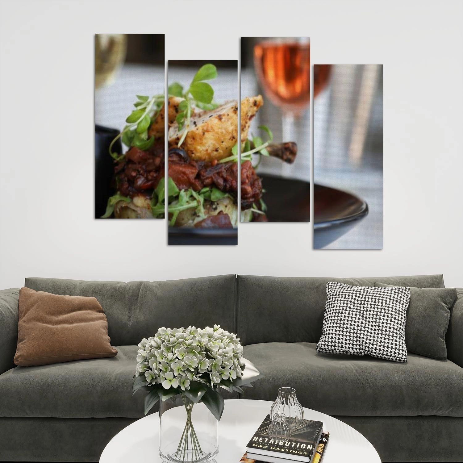 Kitchen Wall art Large Canvas Wall Art for Living Room Roast chicken dish Stretched and Framed Artwork Modern Painting Picture Print Dining Room Decor Artwork for Walls