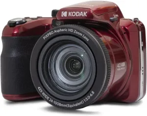 KODAK PIXPRO AZ425-RD 20MP Digital Camera 42X Optical Zoom 24mm Wide Angle 1080P Full HD Video Optical Image Stabilization Li-Ion Battery 3" LCD Vlogging Camera (Red)