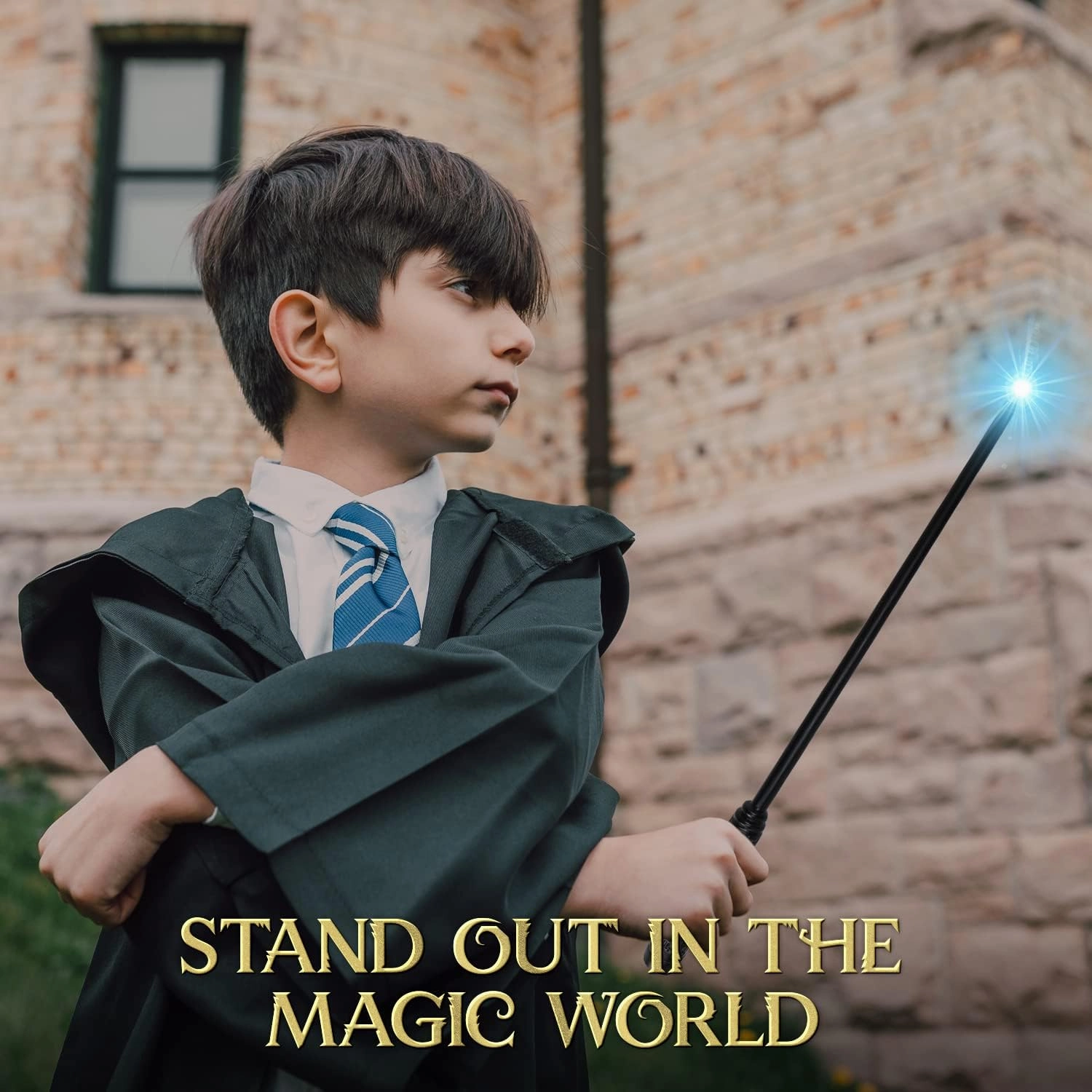 Kwistq Magic Wand Light Up Rechargeable Toy Witch Cosplay Accessory with Spell Guide and Magic Ticket and Gift Box for Christmas Halloween Birthday Party Favors