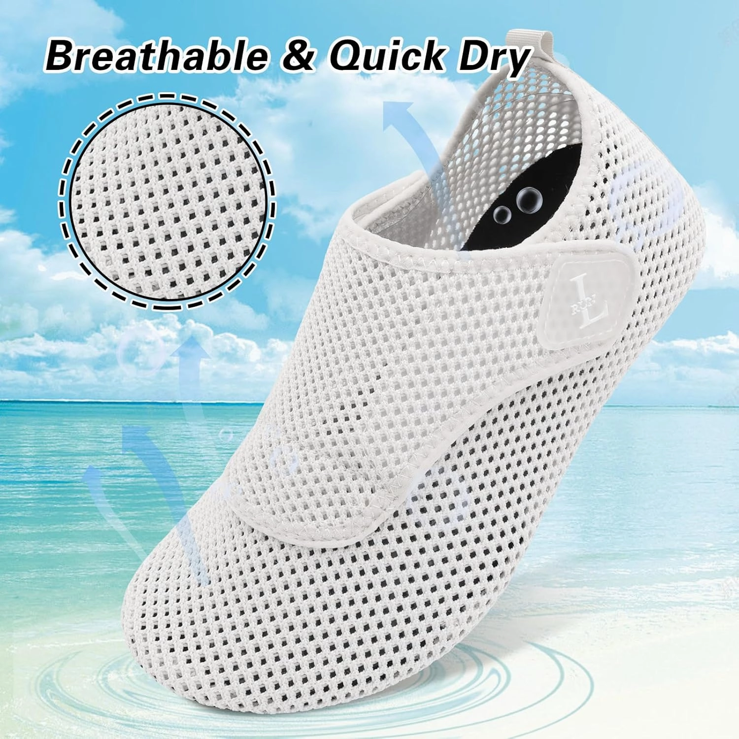 L-RUN Womens Mens Water Shoes Wide Toe Barefoot Swim Shoes for Beach Pool Sand Yoga Quick Dry Adluts Aqua Sock Non Slip