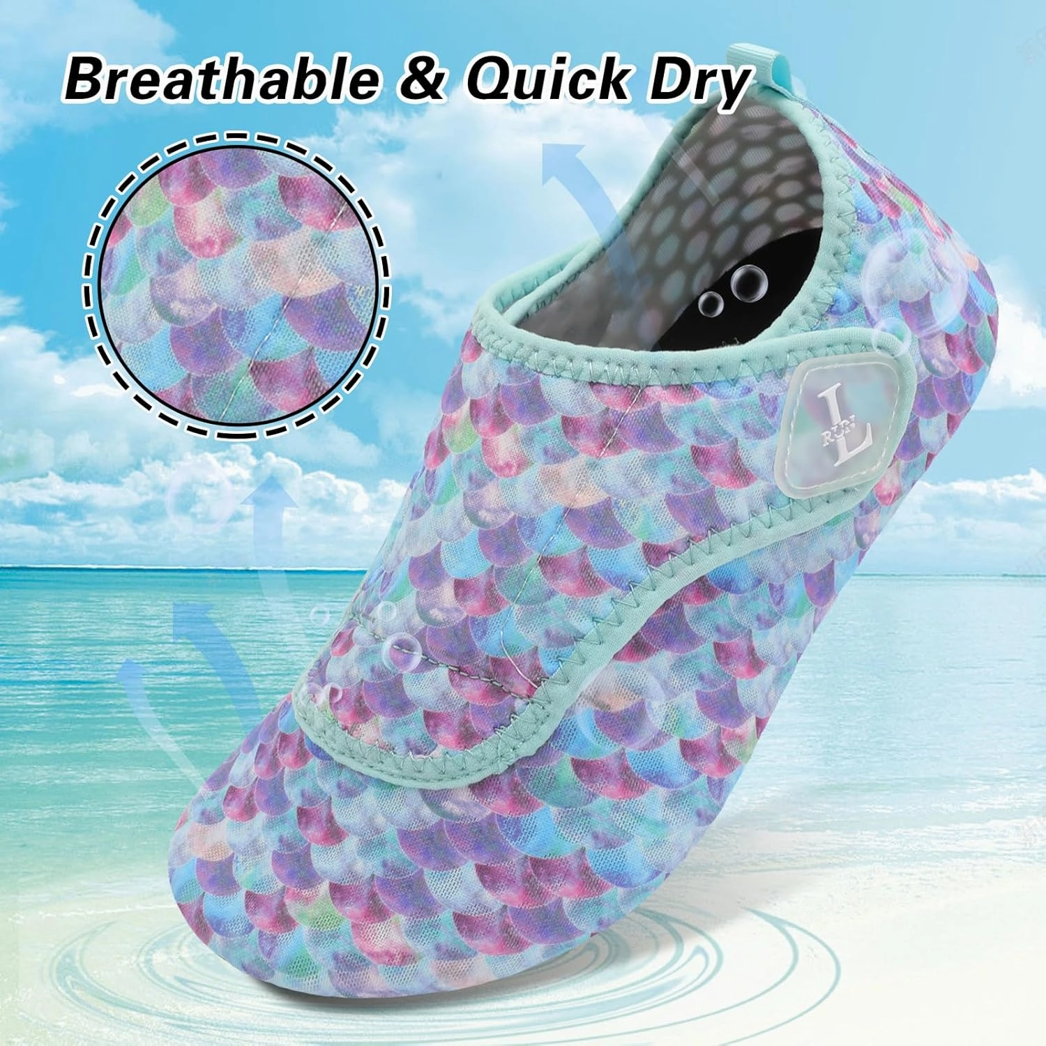 L-RUN Womens Mens Water Shoes Wide Toe Barefoot Swim Shoes for Beach Pool Sand Yoga Quick Dry Adluts Aqua Sock Non Slip