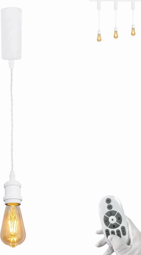 L-Type Track Light Pendants Adjustable Cord Remote Control with Dimmable Color Warmth Bulbs Timer Track Mount Pendant Light Decorate for Dinning Table Customizable,9 Colors,White