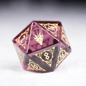 LANGWEI D20,DND Dice Set Pretty Purple Crystal Polyhedral Dice with Dragon Pattern, Role Playing Dice for TRPG Table Games Dungeons and Dragons Games,Creative Gifts