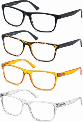 Large Reading Glasses Men  0.50 Oversized Wide Square Readers 4 Pack,Comfy Lightweight Cheaters for Big Head
