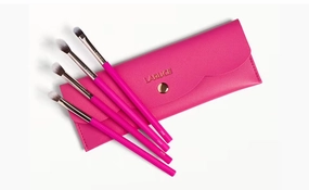 Laruce Pink Makeup Brush Set with Travel Case, 4 Professional Brushes