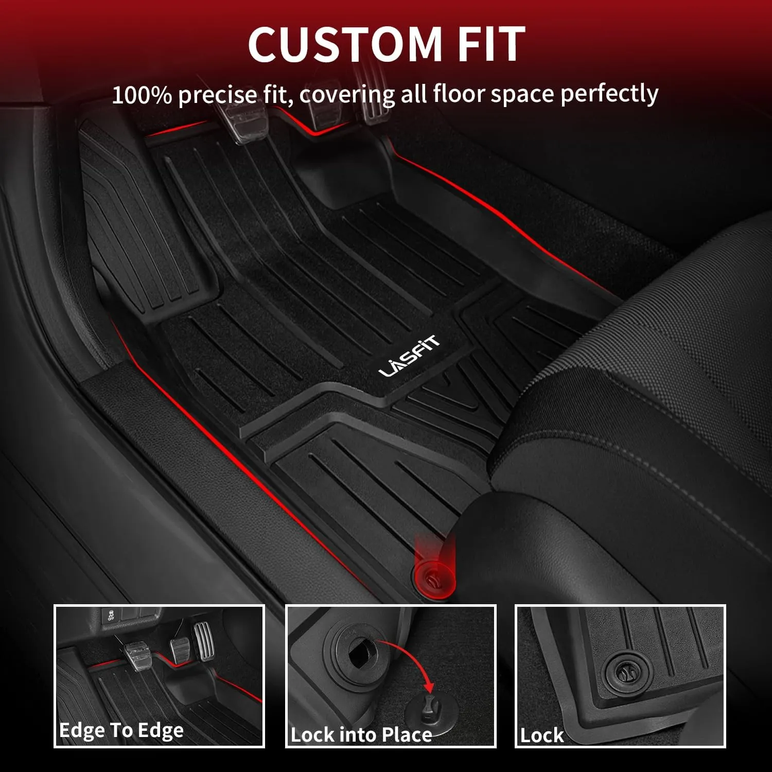 LASFIT Floor Mats and Trunk Mat for Honda Civic 2025 2024 2023 2022 Sedan (Fits Rear Seats with or Without USB Ports), All Weather TPE Car Floor Liners,1st & 2nd Row & Trunk Liner(Not for Hatchback)